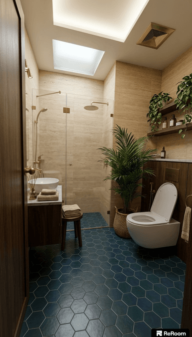 Bathroom in Modern Fusion Style - ReRoom AI